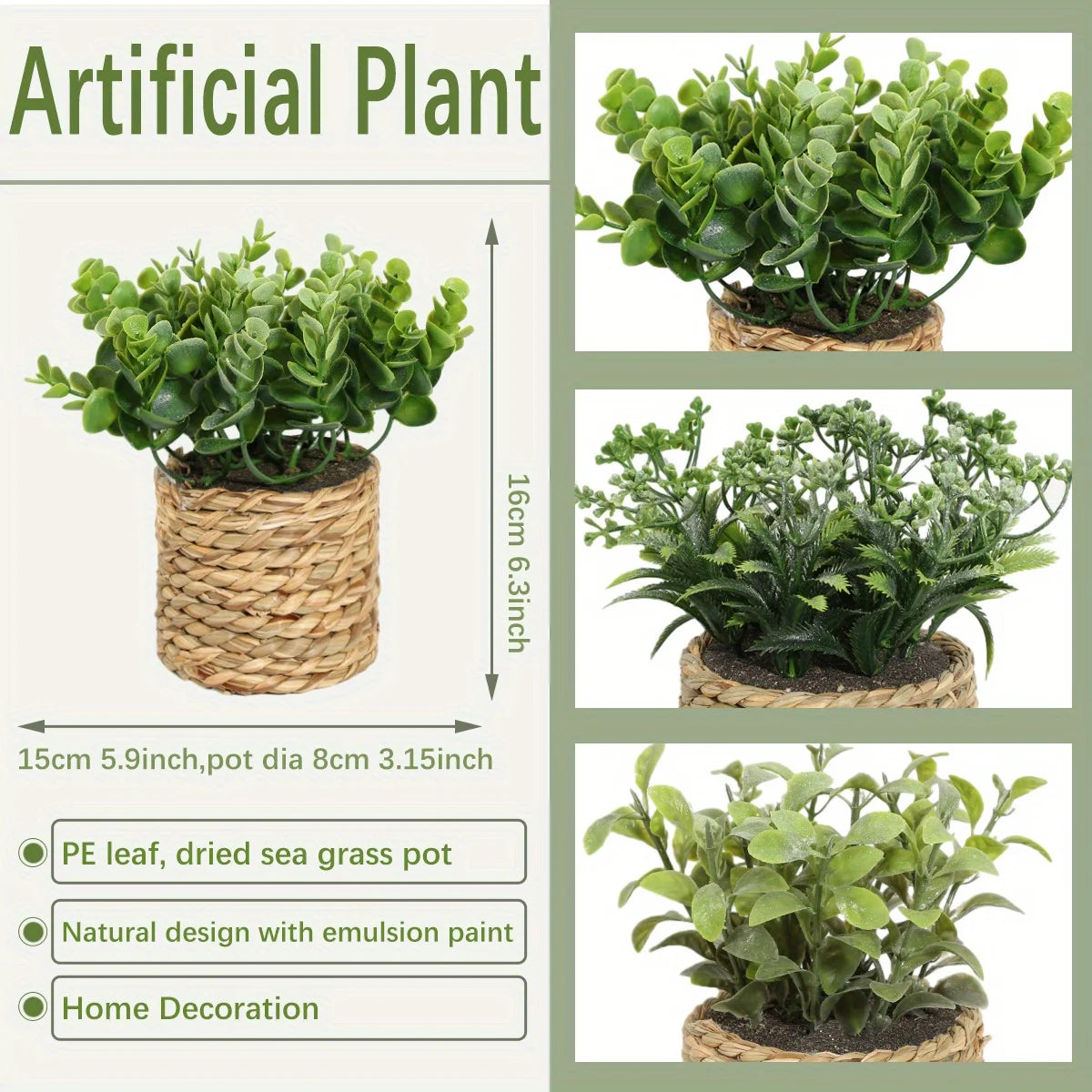 plantes artificielles fleurs eucalyptus décoratives en pot 17 cm