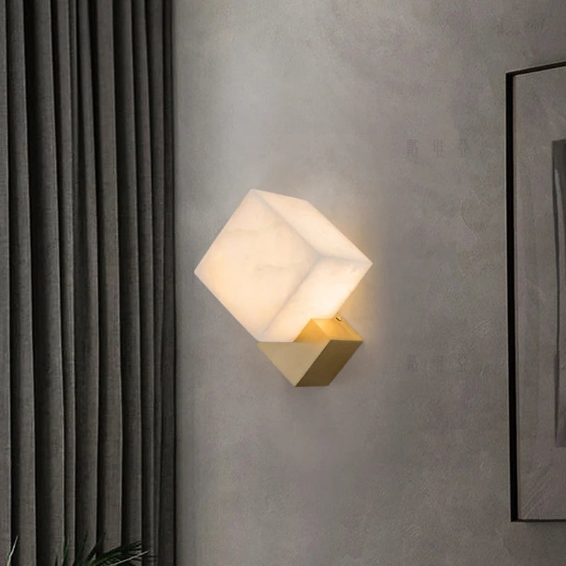 applique murale nordique en cuivre doré style chinois led marbre naturel