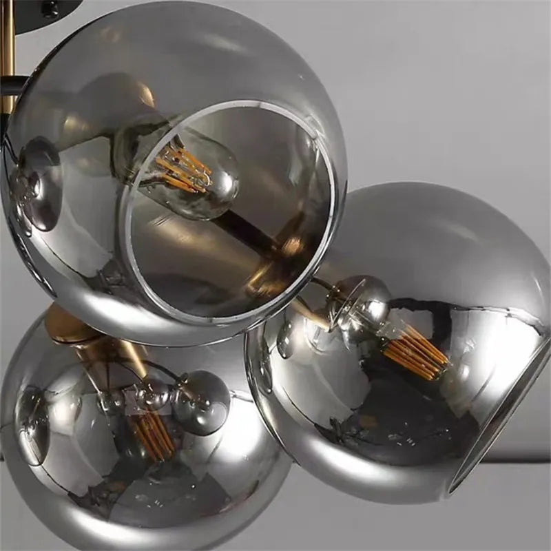 Lampe Plafonnier Verre Nordique Noir Or