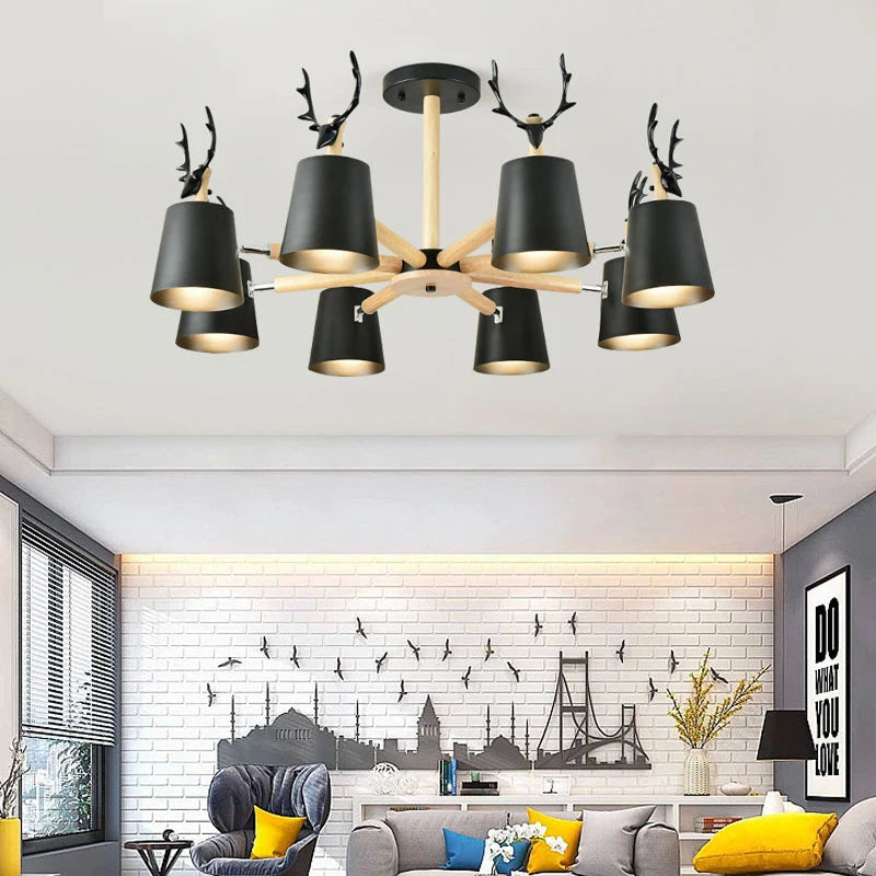 plafonnier moderne en bois de cerf pour décoration intérieure - vue 6 sur 8