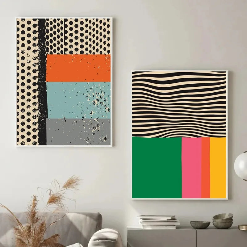 reproduction abstraite colorée sur toile art mural décoratif