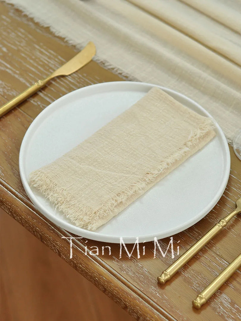 Chemin de table coton gaze vintage mariage fete - vue 7 sur 7
