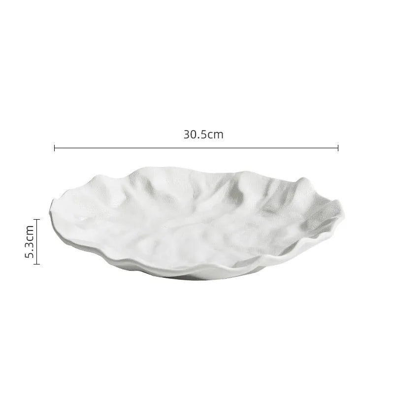 Assiettes creuses ceramique texture ridee style japonais