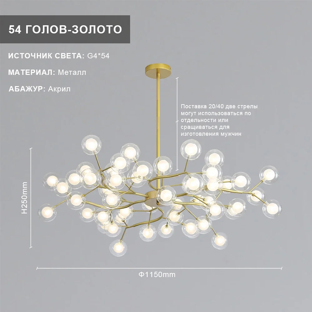 plafonnier en verre branches de luciole design moderne et élégant