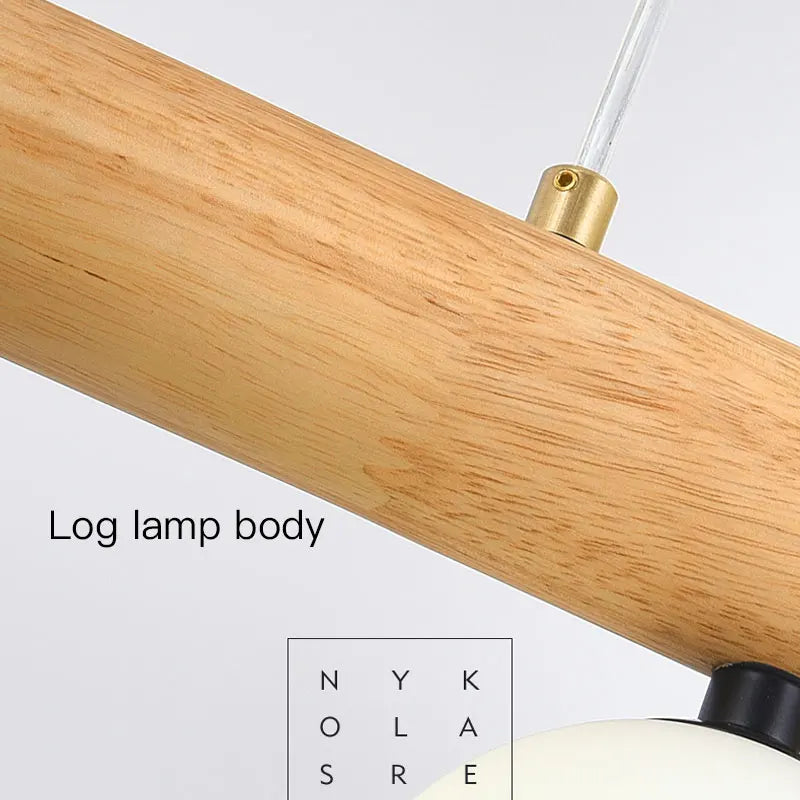 lustre moderne en bois et verre laiteux pour espaces contemporains