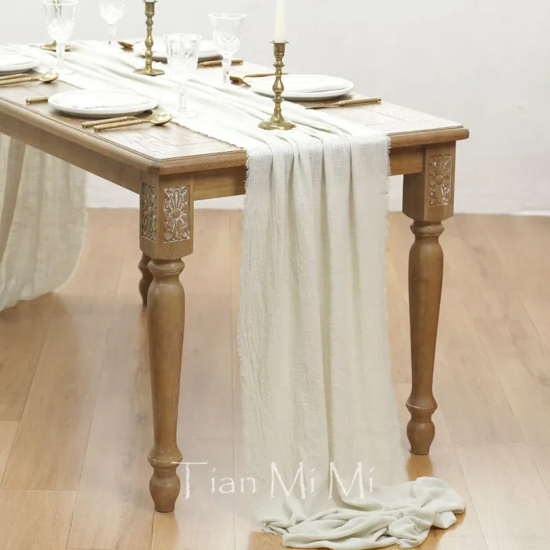 Chemin de table coton gaze vintage decoration mariage