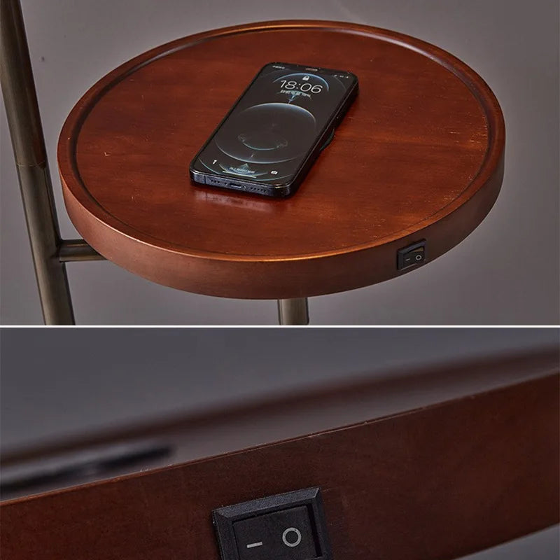 lampadaire en marbre avec étagère dorée et led moderne - vue 5 sur 9