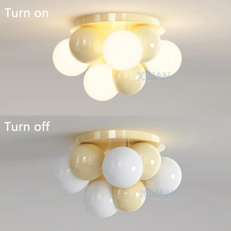 Lustre boule ronde nordique lumière bulle chambre plafonniers LED E27 salon salle à manger lustres pour chambre d'enfant - vue 7 sur 9
