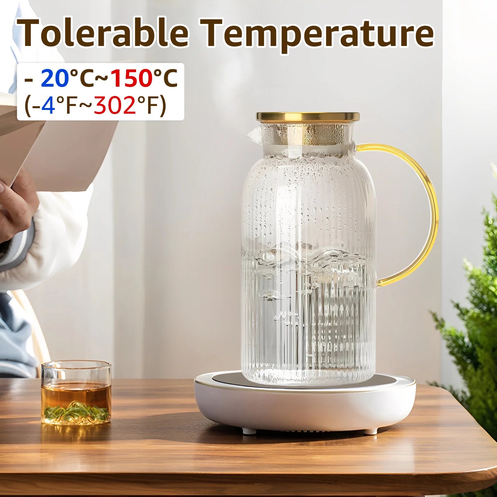Carafe en verre avec couvercle pour boissons fraîches - vue 5 sur 7