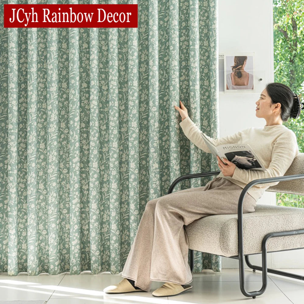 Rideau occultant floral style champetre pour salon chambre - vue 2 sur 8