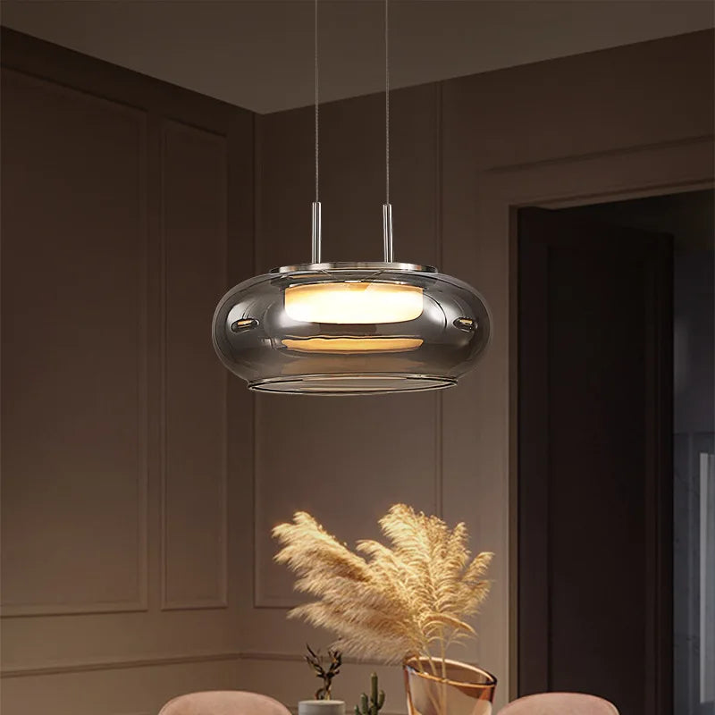 lampe led suspendue nordique en verre pour décoration intérieure cordon réglable - vue 5 sur 8