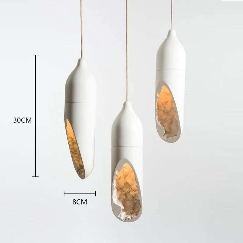 Janpanese Wabi Sabi suspension moderne créative plâtre suspension lampe Foyer cuisine chambre chevet abstrait blanc lustre - vue 6 sur 7