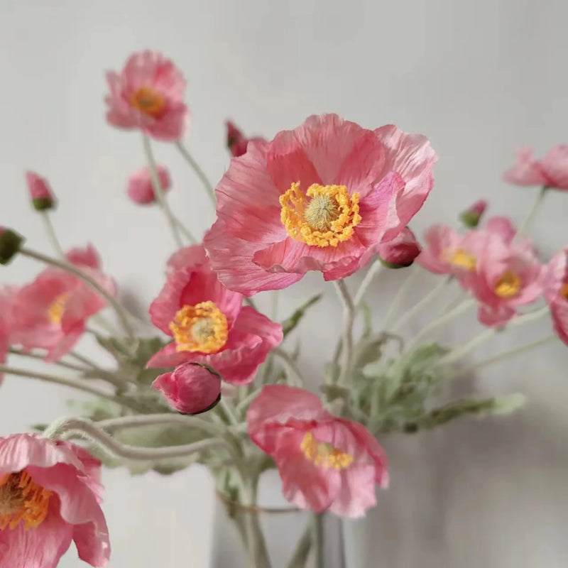 fausses fleurs de pavot en soie pour décorations de mariage et fêtes