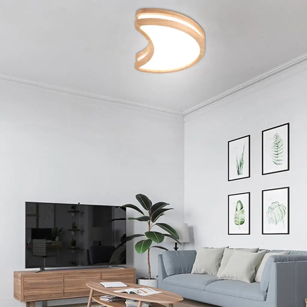 Plafonnier Led en bois avec lune Simple - vue 7 sur 7