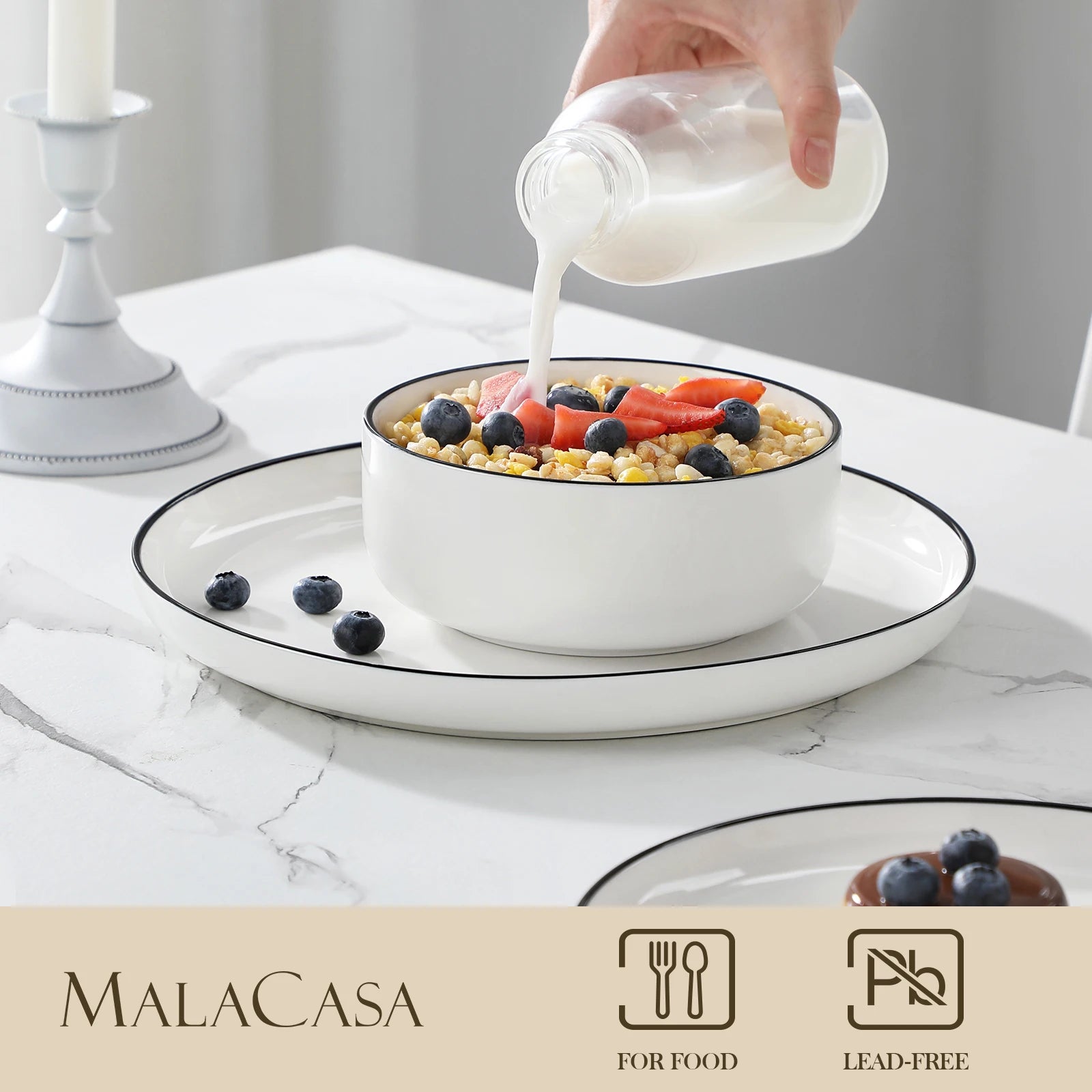 Service de table porcelaine bordure style moderne 4 personnes