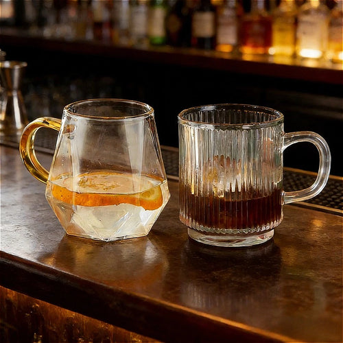 Verres cocktail design verre transparent style moderne rainuré