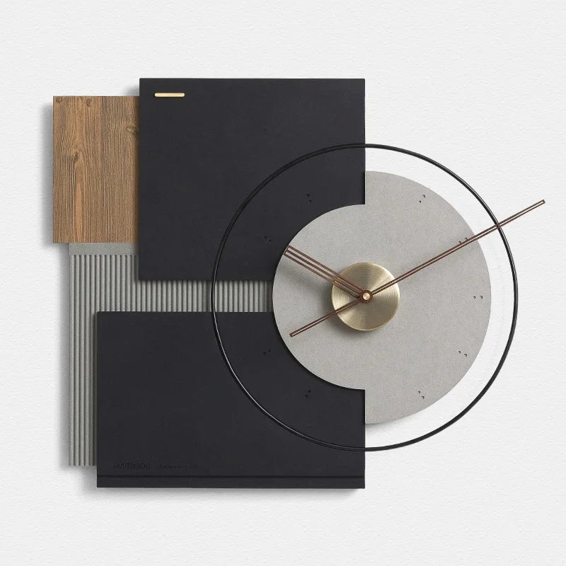 grande horloge murale silencieuse en noyer décoration moderne - vue 9 sur 10