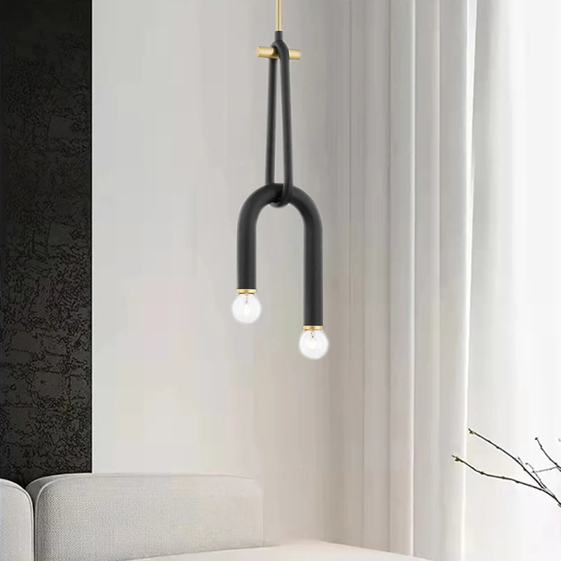 lustre créatif à 2 ampoules hauteur réglable en métal - vue 5 sur 8
