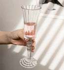 Verres champagne cristal style rétro rayures françaises