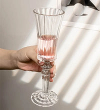 Verres champagne cristal style rétro rayures françaises