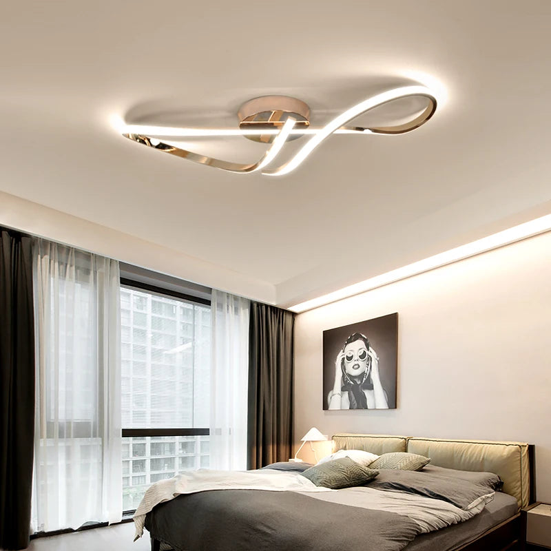 Plafonnier moderne à LEDs pour salon salle à manger chambre doré chromé luminaire intérieur - vue 4 sur 10