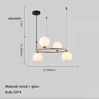SANDYHA nordique noir or anneau lustres lait blanc boule de verre en métal Led salle à manger salon décoration de la maison éclairage suspendu