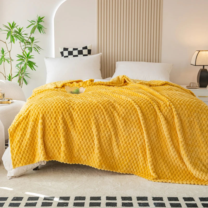 plaid à carreaux moelleux pour canapé et lit - vue 3 sur 7