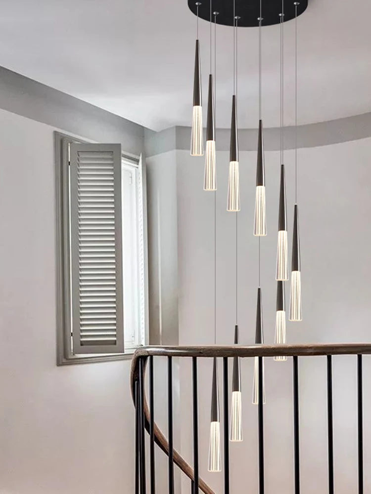 lustre long moderne en acier inoxydable pour duplex et centre commercial