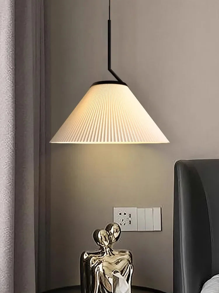 Nordique Plissé Crème PENDENTIF LED Lumière Pour Salon Cuisine Restaurant Lustre Loft Suspension Lustre Décoration de La Maison - vue 5 sur 7