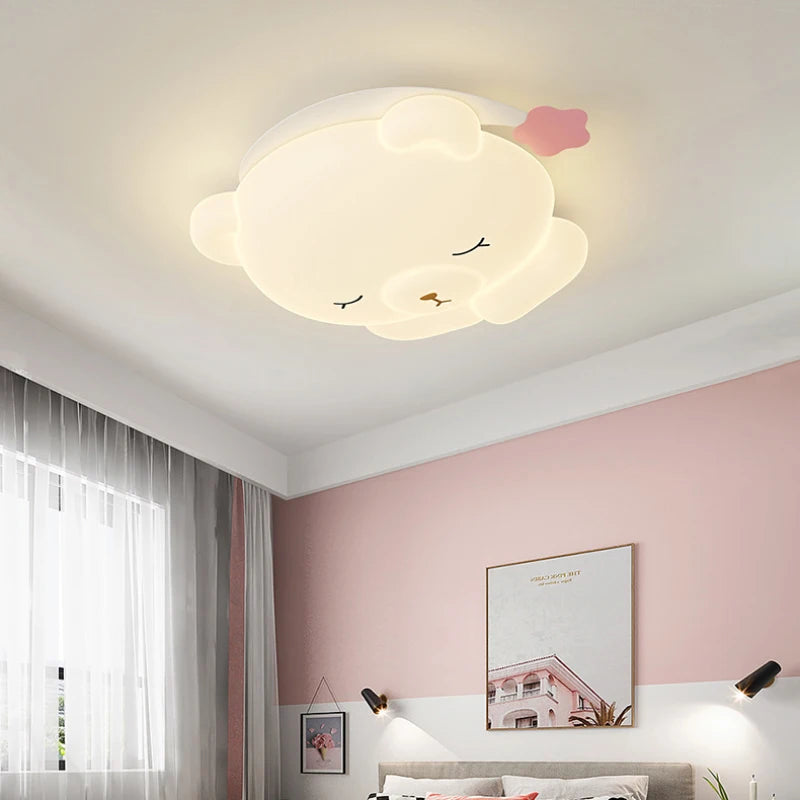 Mignon bonnet de nuit ours lampe chambre d'enfants plafonniers romantique chaud chambre de bébé garçon fille chambre plafonniers dessin animé chambre décor - vue 5 sur 9