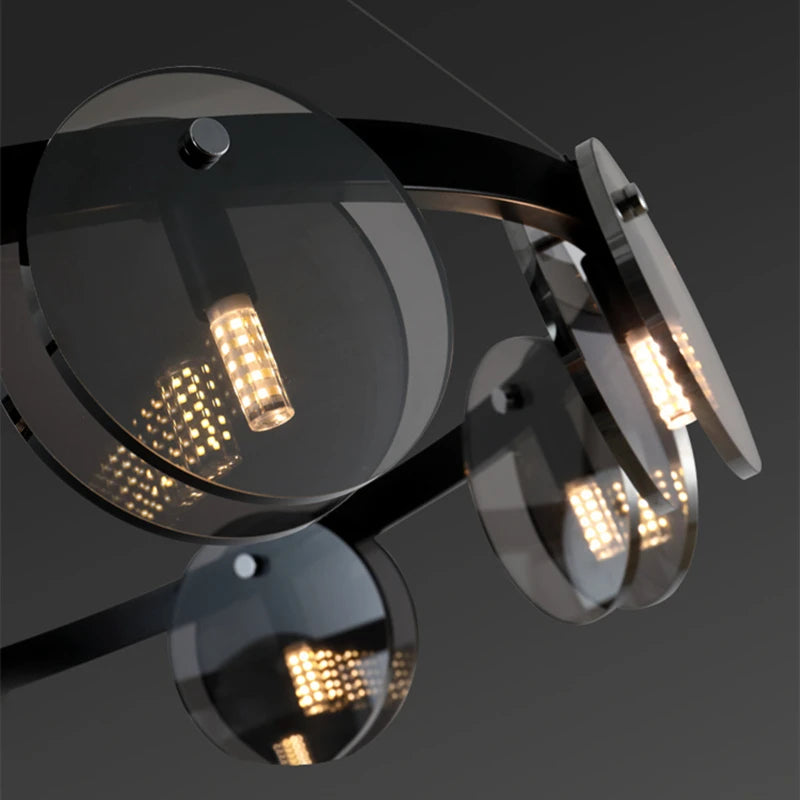 Suspension en verre noir moderne