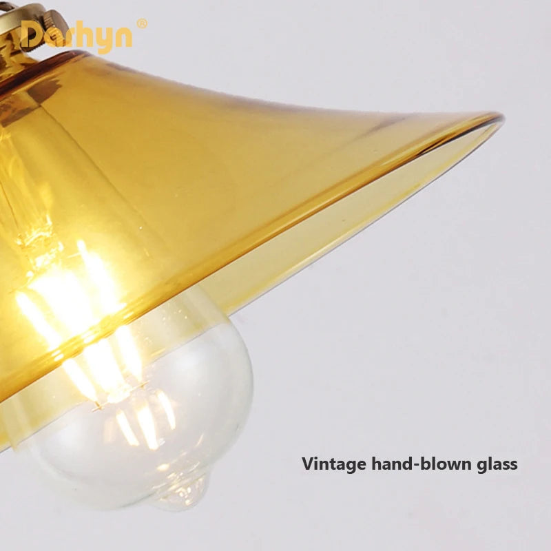 Suspension Verre Laiton Cuivre Minimaliste E27 Edison Restaurant - vue 6 sur 8