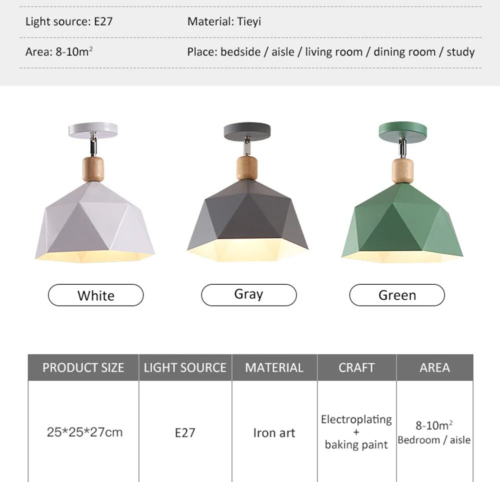 plafonnier nordique moderne led bois intérieur décor éclairage - vue 7 sur 9