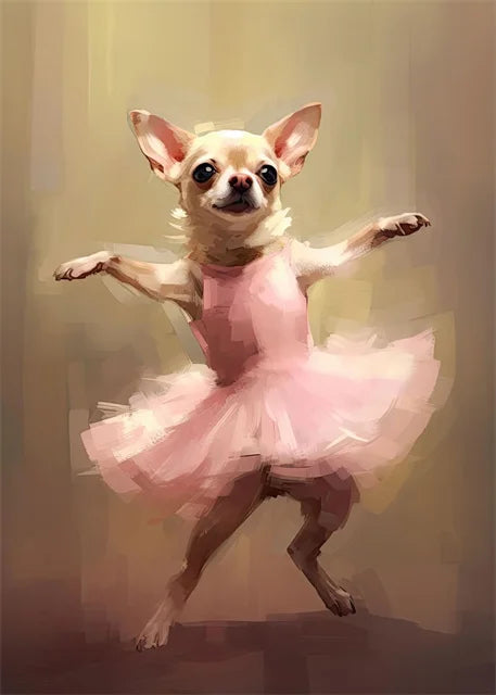 portraits de ballerine de chien art abstrait mural kawaii