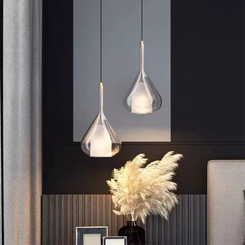 Suspension en verre lustre Led moderne lampe pendante de luxe cuisine salon chambre à côté de la lampe lustre en cristal - vue 3 sur 7