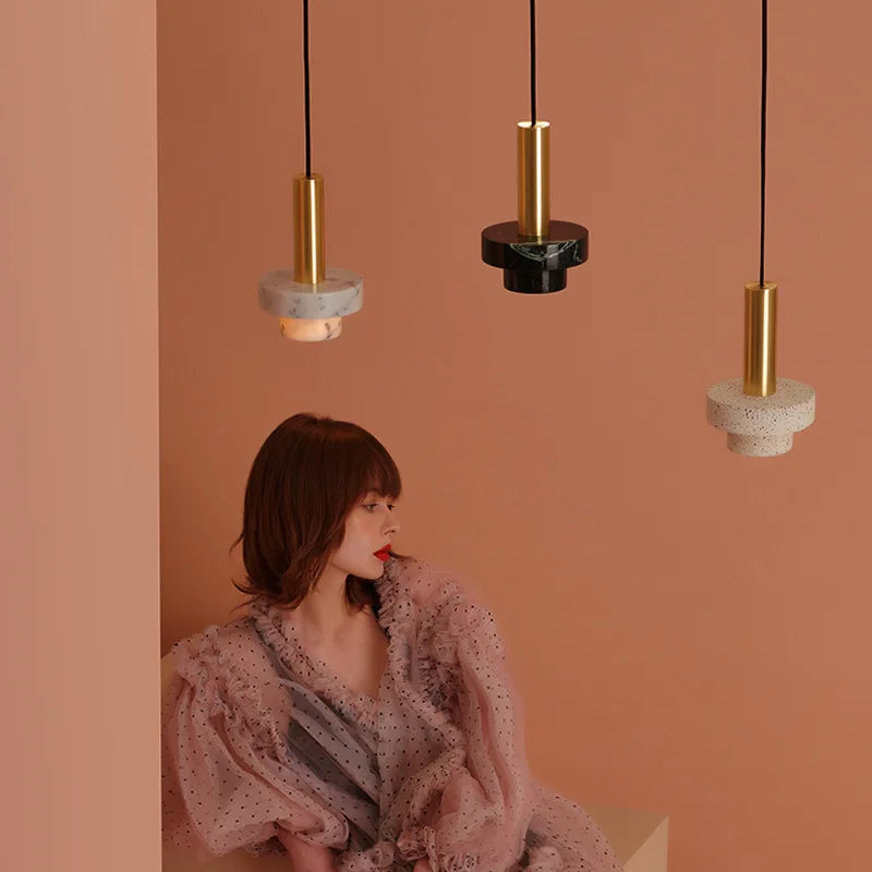 Suspension LED en marbre décorative pour divers espaces - vue 3 sur 17