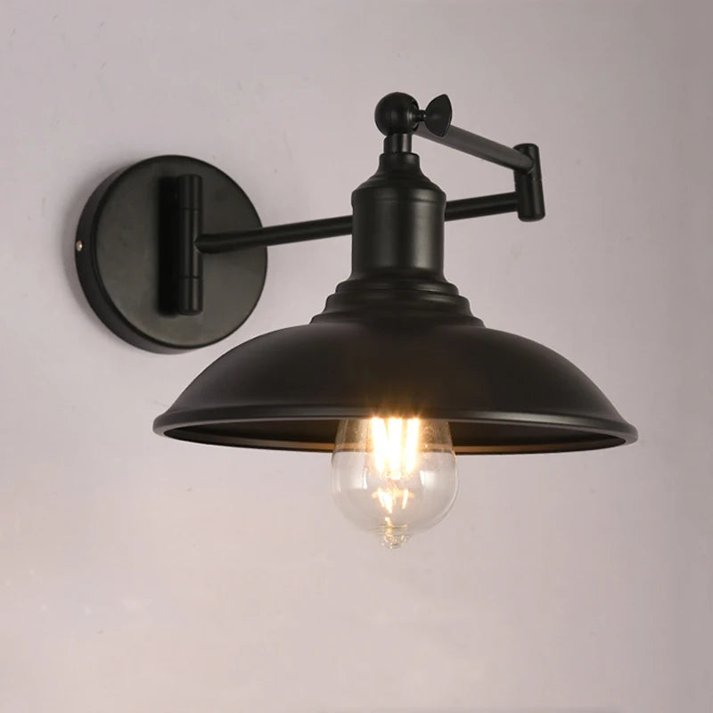 applique murale rétro américaine bras pliant lampe lecture antique