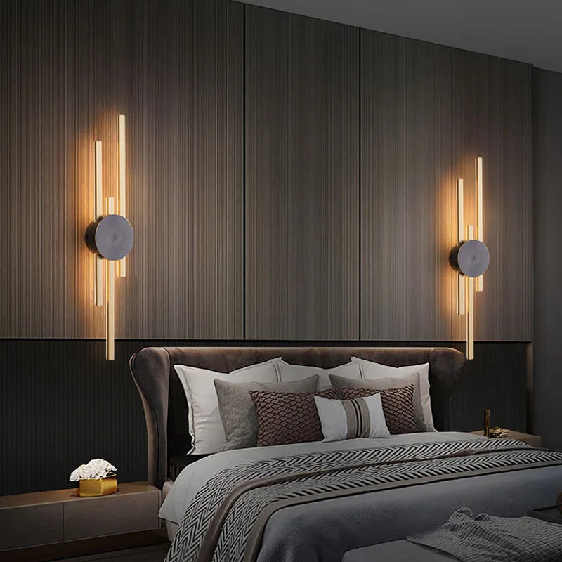 applique murale minimaliste en laiton led pour restaurant