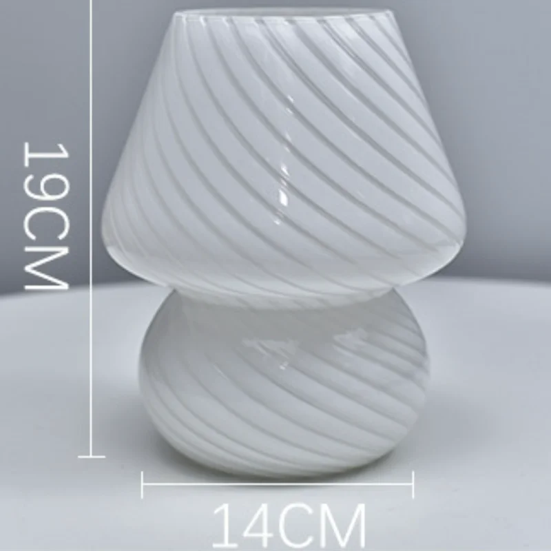 Lampe led verre veilleuse rayée champignon - vue 7 sur 12
