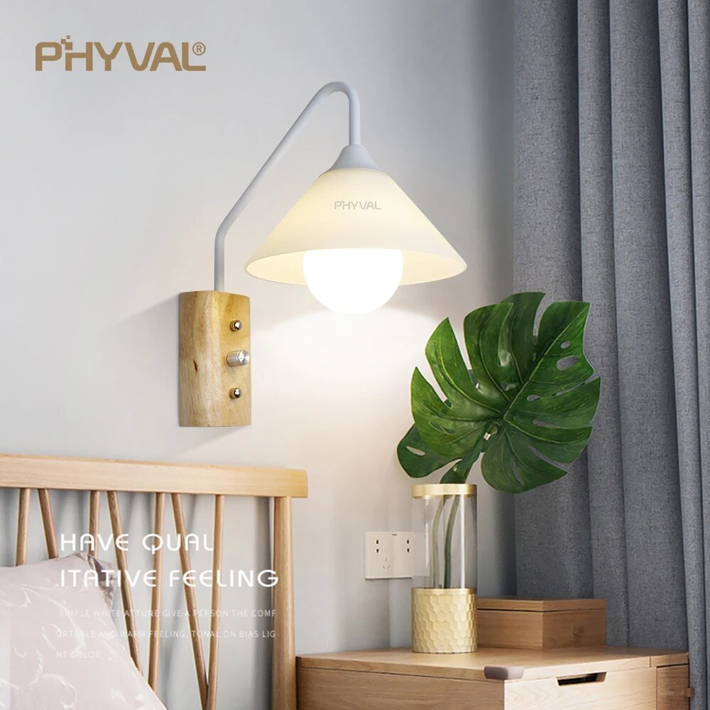 Applique moderne verre bois mural chambre salon - vue 5 sur 7