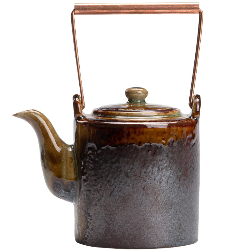 Theiere ceramique style chinois retro bol couvercle artisanal - vue 6 sur 6