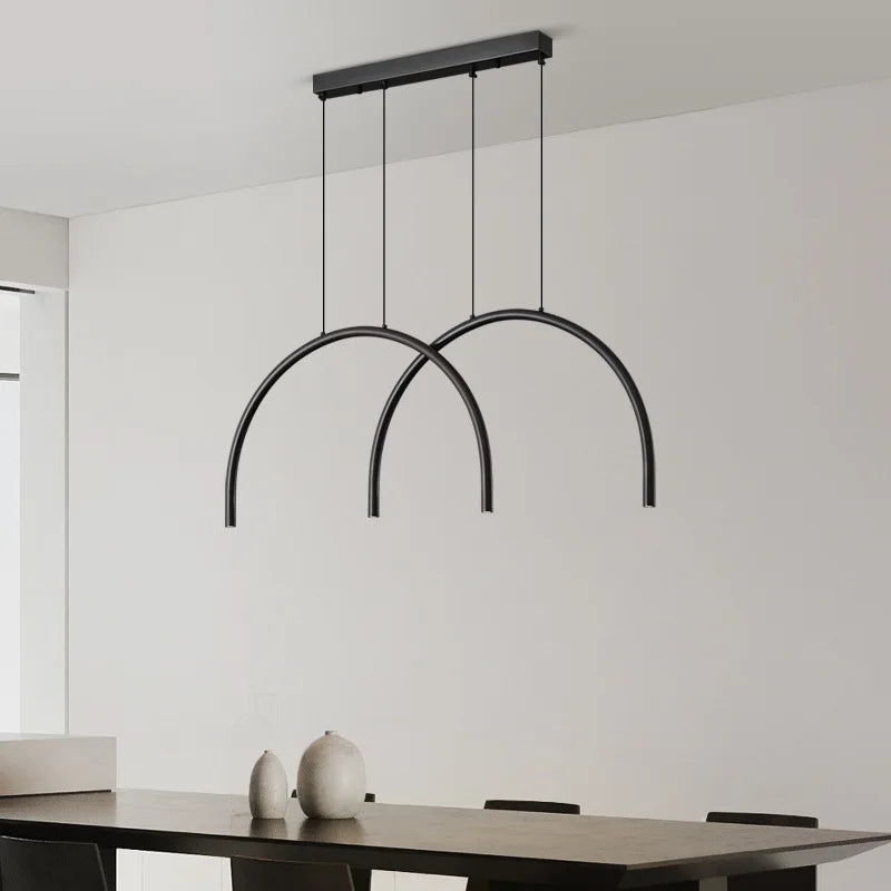lampe suspendue moderne en laiton noir doré avec leds réglables - vue 4 sur 7
