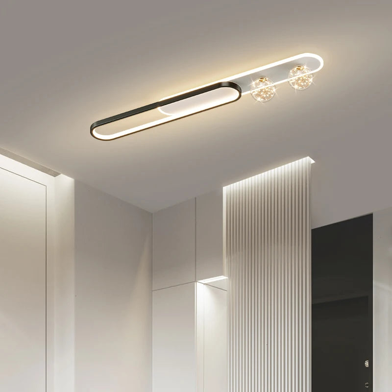 lustre moderne simple de luxe créatif étoilé encastré longue bande