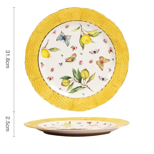 assiette en céramique motif citron style européen élégant