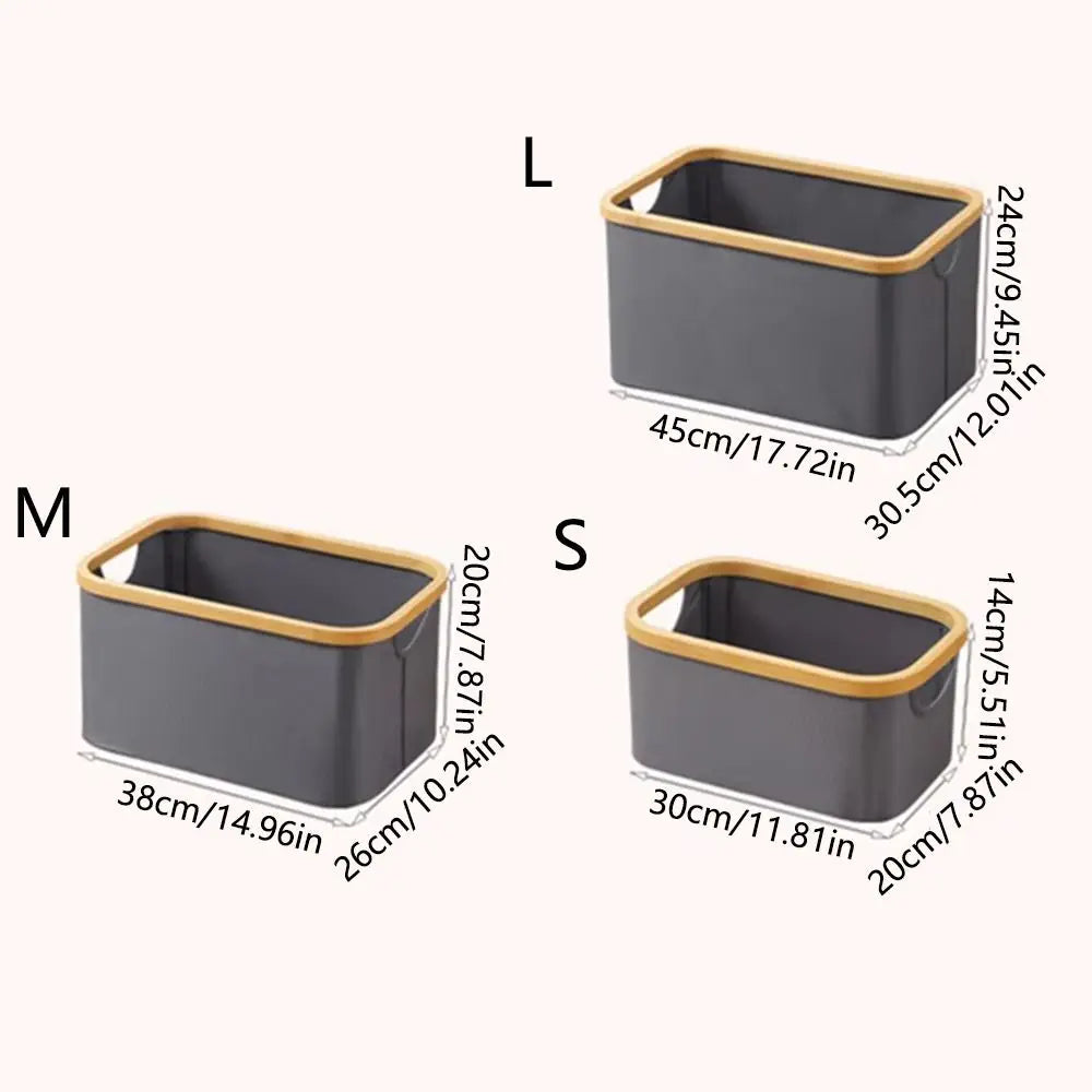 panier de rangement pliable avec poignées en bambou et tissu épais - vue 11 sur 12