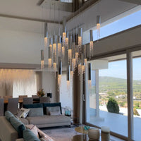 lustre led moderne de luxe en cristal pour escalier