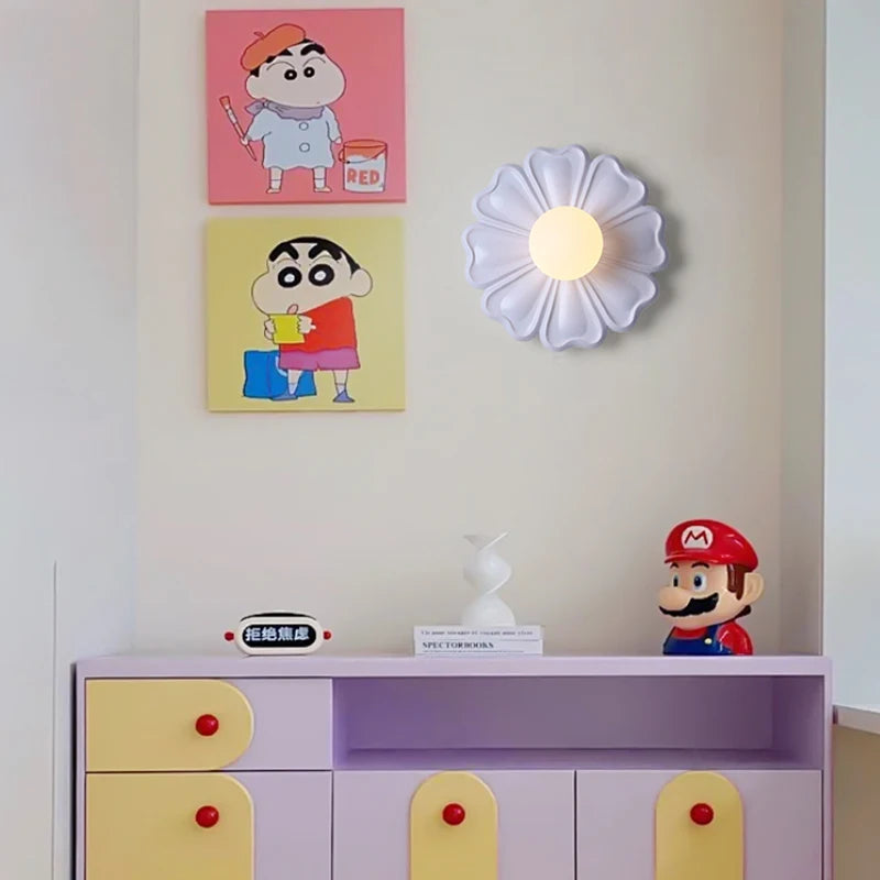 applique murale créative lampe à fleurs en résine pour enfants - vue 5 sur 11