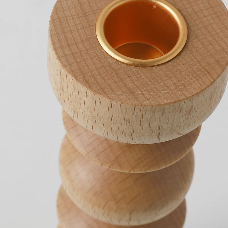 bougeoir en bois pour décoration de table nordique - vue 7 sur 9