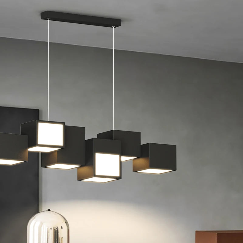 lustre minimaliste post-moderne de luxe avec lampes led géométriques - vue 6 sur 8