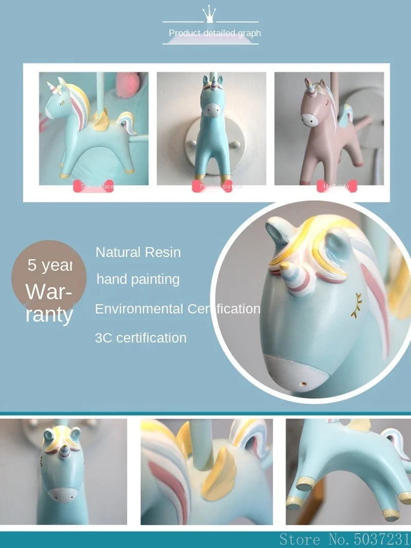 applique murale licorne dessin animé led nordique décorative